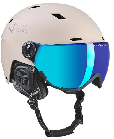 BLACK CREVICE Skihelm mit Visier Kirchberg Simply Taupe, S (51-53cm)