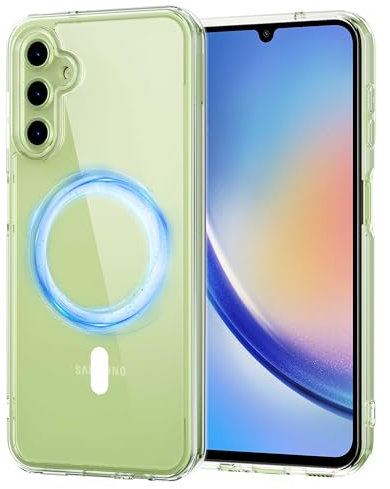 XTCASE Magnetic Case for Samsung Galaxy A34 5G Compatible with Magsafe, Transparent Mobile Phone Case for Samsung Galaxy A34 5G Transparent PC Back + TPU Bumper - Crystal Clear