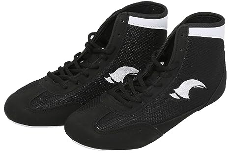 HANXIULIN Boys Trainers 47 Children's Boxing Shoes High Top Training Wrestling Shoes Long Boots Boxing Shoes Competition Training Kids Winter Boots Waterproof, black, 12 UK