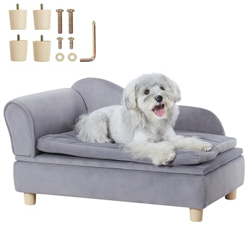 VEVOR Haustiersofa, 760 x 450 x 415 mm, Hundecouch für mittelgroße Hunde und Katzen, weiches samtiges Hundesofabett, 37 kg belastbares Katzensofa, Hundebett, Haustierbett grau