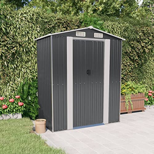 CIADAZ trädgårdshus, maskinhus, cykelgarage, trädgårdshus, utrustning skjul, trädgårdsredskapshus, antracit 192 x 108 x 223 cm galvaniserat stål