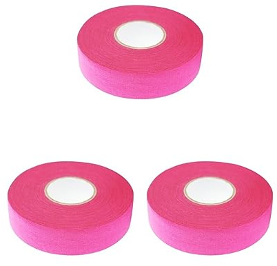 Set di 3 rotoli di nastro adesivo per hockey su ghiaccio, in tessuto di cotone, per impugnatura e impugnatura, colore: rosso rosa