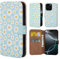 32nd Floral Series 3.0 - Design PU Leather Book Wallet Case Cover for iPhone 16 Pro (6.3), Flip Case With RFID Blocking Card Slots, Magnetic Closure and Built In Stand - Blue Daisy