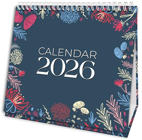 Giftinghouse Luxury Desk Calendar 2026 - Desk Calendar UK from Jan to Dec 2026, Month to view desk top flip over calendar with 12 Notes Pages - Made in the UK