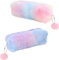 2PCS Trousse à Crayons en Peluche - Jolie Trousse à Crayons Arc-en-Ciel pour Enfants - Grande Capacité, Fermeture Éclair Délicate - Idéal pour l'École et Le Rangement des Fournitures (Rose, Violet)