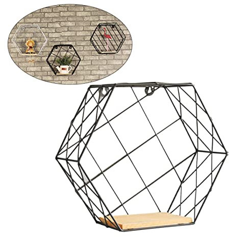 Cabilock Handgefertigtes Wandregal Aus Sechseckigem Eisengeflecht Starke Tragfähigkeit Wandregal Zum Aufhängen Für Die Schlafzimmerdekoration