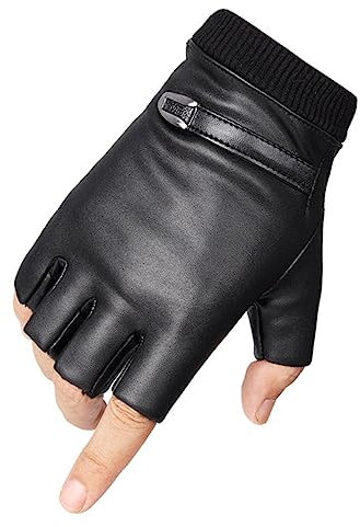 CALLARON 2paar Halbfingerhandschuhe Aus Pu-Leder Atmungsaktiv Und Warmhaltend Für Fahrradfahren Winter Outdoor-aktivitäten Stoßfest Und rutschfest