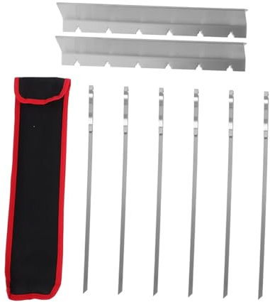 Yardwe Brochetas Inoxidable Para Barbacoa Pinchos De Kebab Reutilizables Utensilios De Camping Con Funda De Transporte Para Carne y Verduras