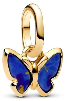 Pandora ME 763825C01 - Mini colgante de mariposa azul de plata de ley chapada en oro de 14 quilates, compatible con Me y Moments