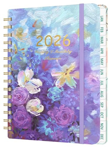 2026 Diary A5 Week to View Dated Planner, Jan-Dec 2026 Hardcover Daily To-Do List Notebook with Monthly Tabs, UK Holiday, 52 weeks Planning for Daily life, Work, Students(14.5 × 21 cm)