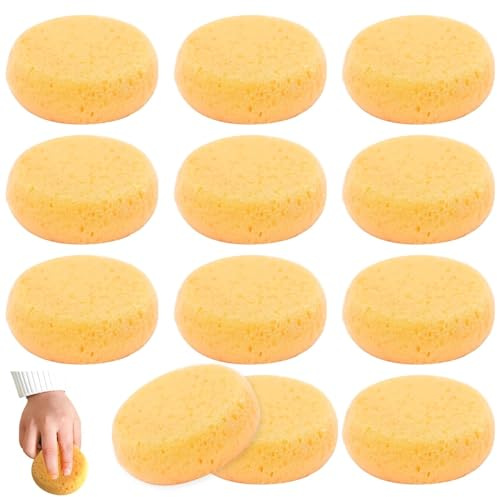 12 Stück Mal-Schwamm-Set, Runder Malschwamm, Schwämmchen Schule, Lappen Schwämme Kinder Kunstunterricht, Dekontaminationsschwamm, für Küche, Schuhe, Malerei, Handwerk, Keramik, Orange