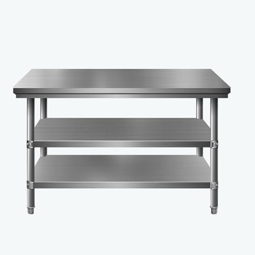 Commercial Stainless Steel Prep Table, Kitchen Catering Workbench with Adjustable Shelf, Durable Food Preparation Table (60x60x80cm) for Restaurants and Food Service