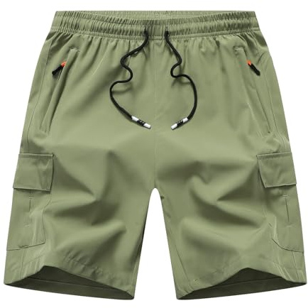 WaltZon Boys Cargo Shorts Youth Quick Dry Lightweight Pull-On Hiking Shorts for Sports Outdoor with Zipper Pockets(LL069-L.Green12)