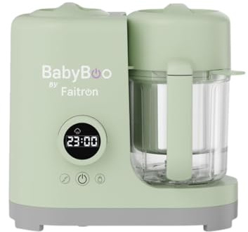 BabyBoo Robot Pappa 7-en-1 – Cuisson à la vapeur et mixage en 20 minutes, puissance 300 W, chauffe-biberon et stérilisateur, verre en Tritan, panier en acier inoxydable, écran digital