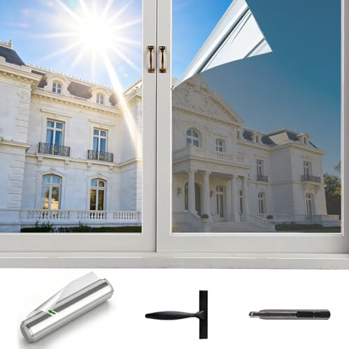 Película adhesiva para ventana - Protección solar - Protección contra el calor - Para interior o exterior - Película espejo sin residuos - Protección contra el calor - Película de protección UV