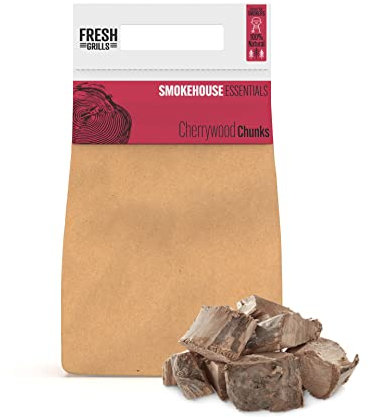 Fresh Grills Cherry Wood BBQ Smoker Chunks 5L (1.5kg) – 100% Natural Wood for Pizza Oven, Kamado Grill, Smoker – Rich Smoky Flavour – Low Moisture, High Heat – Eco-Friendly, Plastic-Free Packaging