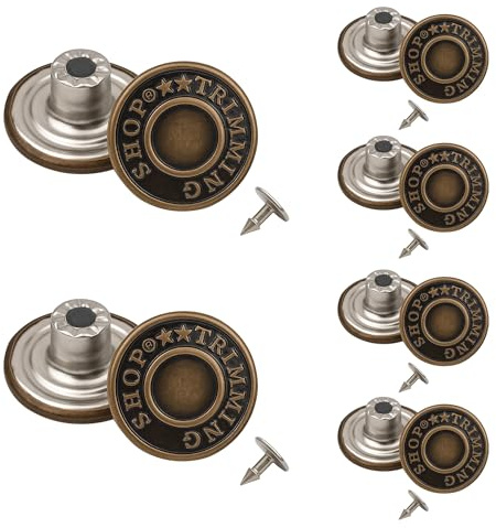 WedDecor Jeans Buttons Brass Tack Fasteners, Hammer on Aluminium Back Pin for Clothing Repair Denim Jackets, Pants, Skirts, Leatherwear, Bronze, 20mm, 10pcs