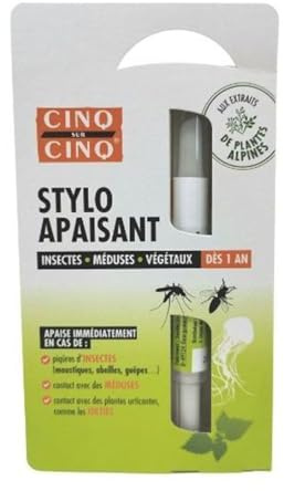 CINQ SUR CINQ Stylo Apaisant 3 En 1 Piqûres Insectes, Végétaux & Méduses 2 ml – Effet Filmogène – Extraits De Plantes Alpines – Jusqu’à 60 Utilisations – Dès 12 Mois