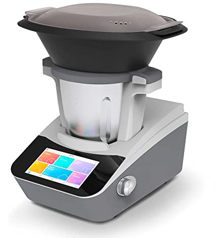 Baridi Smart Kitchen Robot Thermo-Cooker, 18 Preset Functions, 7” TFT Touch Screen, App Guided Recipes, Blender, Slow Cooker, Sous Vide, Steamer, Built-in Scales, Self Clean Function, White – DH189