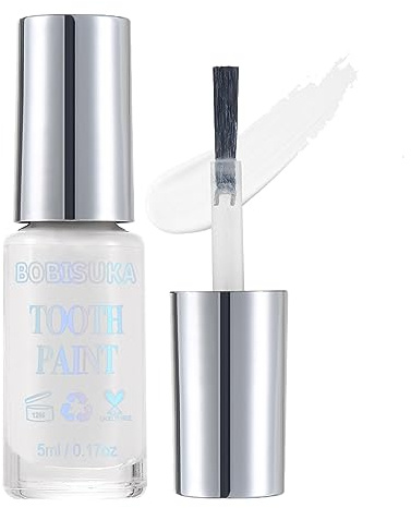 BOBISUKA White Tooth Paint - Instant Bright White Costumed Teeth Makeup - No Streak, Safe, Long Last FX Paint - Perfect for Cosplay, Halloween, Theater, Special Effects (5 ml)