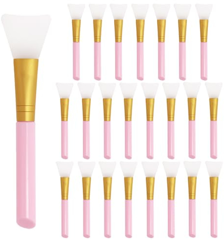 Mini Skater 24 Pcs Soft Silicone Face Mask Brush for Facial Mud Clay Charcoal Mixed Masks Hairless Moisturizers Body Lotion & Butter Applicator Skincare Beauty Tools, (Pink)