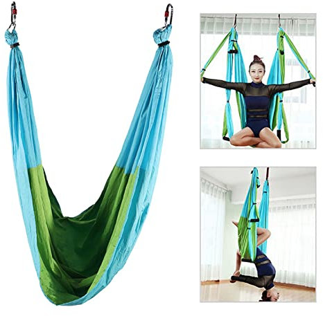 Aerial Yoga-Hängematte, Anti-Schwerkraft-Fitness-Hängegriff-Inversionswerkzeug, Aerial Yoga-Schaukel-Set, Schlinge, Yoga-Hängematte, Trapez-Sling-Set, Trapezausrüstung(himmelblaues Fruchtgrün)
