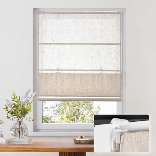 Victoria M. Ivora Raffrollo Rollo Faltrollo, ohne Bohren, stabile Aluminium-Schienen, mit Schnurzug, für Fenster und Türen, 60 x 130 cm, Elfenbein-meliert