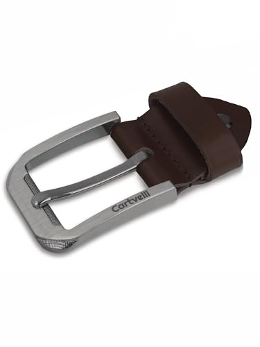 Cartvelli Fibbia da cintura da uomo con passante in pelle – fibbia di ricambio per articolo M19 marrone scuro, marrone scuro., Einheitsgröße für Gürtel 38mm