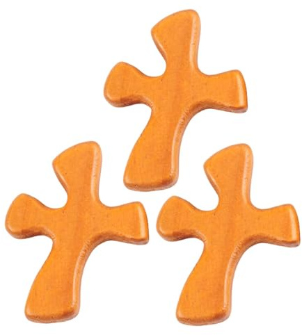 Fickkors i trä, träkors - Pocket Crucifix för att be, tröstande handkors, set med 3, bärbara hållkors, handkors för böner