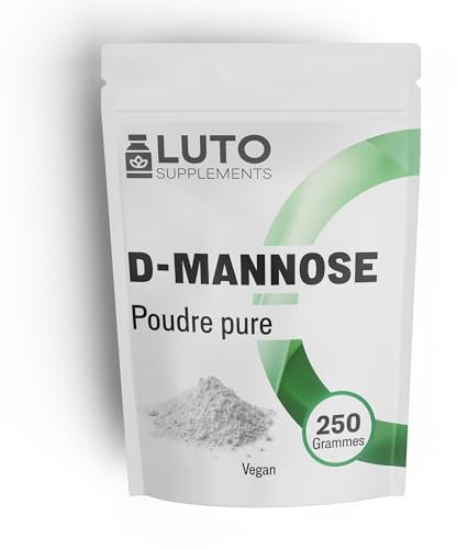 Poudre de D-mannose - 250 g - (4,1 mois d'approvisionnement) - Issu de la fermentation végétale - Pur & naturel - Sans additif - Vegan