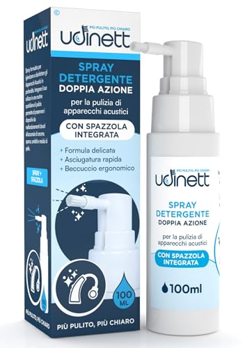 Spray Limpiador para Audífonos 100ml con Cepillo Udinett - Elimina la Suciedad y Cerumen con Efecto Limpio Inmediato para Limpiar Auriculares Bluetooth - Fórmula sin Alcohol
