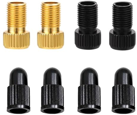 Vexorlian Presta Valve Adapter Set, Convert Presta to Schrader for Bikes – 2 Gold and 2 Black Schrader Adapters, and 4 Black Valve Caps, Perfect for Bike, Mountain Bike