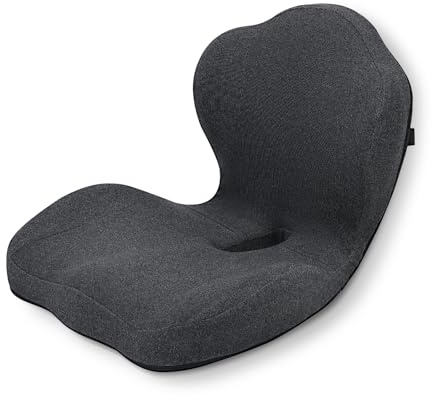 GOFORIT Coussin d'assise et Dossier 2 en 1 - Ensemble Ergonomique en Mousse à mémoire de Forme Double Couche, Soutien Lombaire pour Chaise de Bureau et siège Auto, antidérapant et Lavable