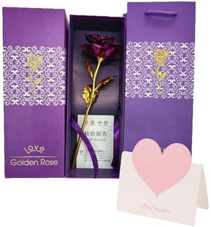 HEOUCH Rosas Eternas, Caja de Regalo con Flores Eternas, Regalo Floral Atemporal para Mujeres, Incluye Tarjeta de Felicitación, Regalo Original para Mujer, Novia O Madre (A)