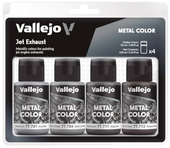 Acrylicos Vallejo VJP77602 32 ml Model Color Metal - Jet Exhaust - Pack of 4