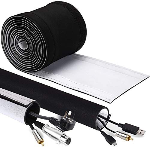 GeeRic Gaines De Câbles Électriques 4M, Manchon de Câble, Gestion de Câbles Protection du Cache-Câbles pour Câbles Télé/Ordinateur/USB/Audio/Vidéo- 4m/13ft Noir