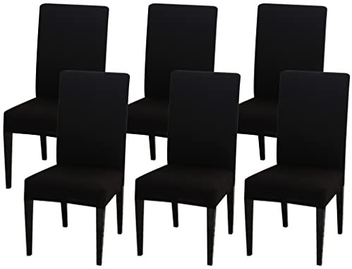 Littleprins Stuhlhussen 6er Set Schwingstühle Stretch Stuhlbezug elastische Hussen für Stühle Stuhlüberzug für Esszimmer Stuhl Hochzeit Partys Bankett (Schwarz)