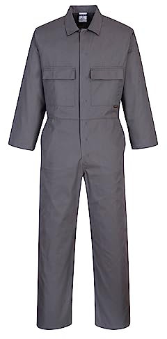 Portwest S999 Men's Euro Workwear Polycotton Coverall Boiler Suit Overalls Zoom Grey, XL