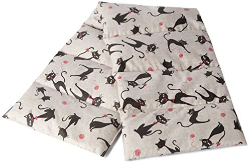 Rapssamenkissen 75x20cm groß 8-Kammer, Katze-Mimi - Wärme-Körner-Kissen für Mikrowelle oder Backofen, Rapskissen