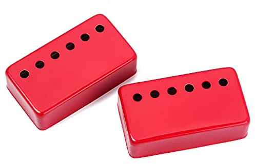 Alnicov 2 Stück Gitarren-Tonabnehmerabdeckungen, Messing, 50 mm/52 mm, Stangenabstand, passend für LP Les Paul E-Gitarre, Rot