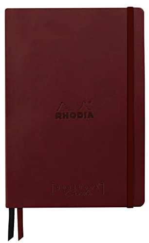 RHODIA 194442C - Rigid Notebook Journal Goalbook Creation Burgundy - A5 - 14,8 x 21 cm - Dotted - 160 pages Paper Maya Black 120 g/m² - Faux Leather Cover