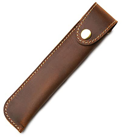 Kaizuca Crazy Horse Leder Stift Etui mit Metallverschluss - Federmäppchen für Füllfederhalter/Kugelschreiber/Eingabestift, Hochwertige Geschenke (Braun)