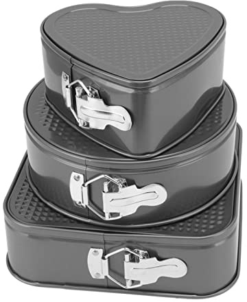 Set Teglie per Torte 3 Pezzi Acciaio Al Carbonio Forme Cuore Quadro Cerchio per Cottura Domestica Dolci Feste