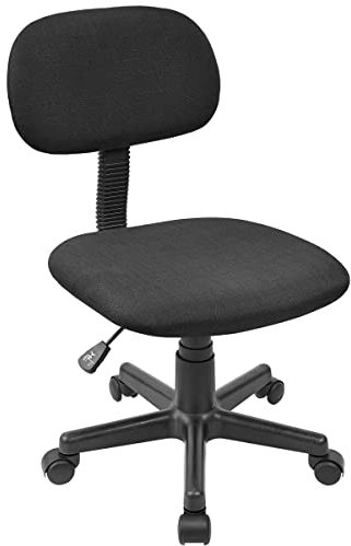 Silla de oficina ergonómica sin reposabrazos con altura ajustable, respaldo acolchado y ruedas giratorias | Diseño compacto, funcional y cómodo para escritorio, estudio o teletrabajo en casa u oficina