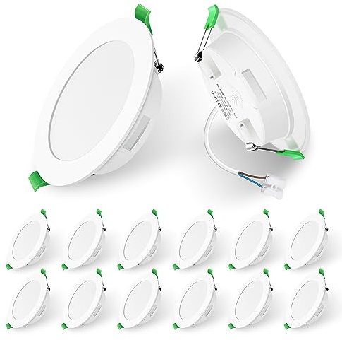 ALUSSO LED Downlights Recessed Ceiling Lights 5W, Neutral White 4500K LED Spotlights Ceiling Lights, Ultra Slim Cut Φ75-85MM, Beam Angle 120° Round Ceiling IP44 for Bathroom Bedroom Kitchen, 12 Pack