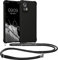 kwmobile Custodia Compatibile con Motorola Edge 30 Neo Cover - Back Case in Silicone TPU - Protezione Smartphone con Cordino - nero