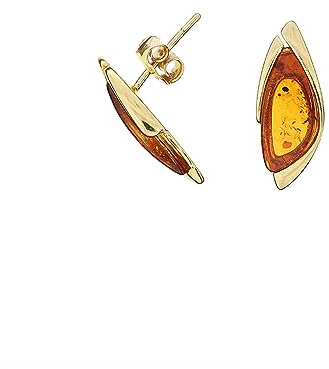 Orecchini in ambra di Artisana, orecchini moderni in argento sterling 925/000 placcato oro e ambra, Argento sterling 925/000 placcato oro Ambra baltica, Ambra