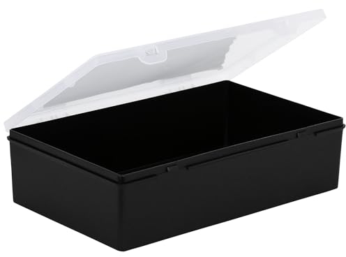 Wham 3.02 29cm Non-Compartmental Plastic Storage Organiser Box Recycled Black & Clear Lid