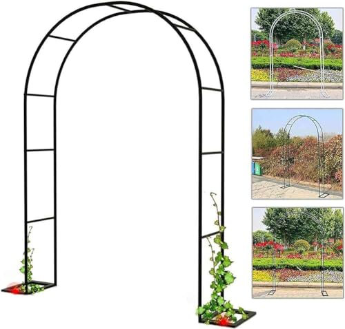 MISKYN Arco for Plantas De Metal for Rosal Trepador, Marco De Soporte De Jardín con Base, Arco Jardin Exterior, Negro 140X230cm 180X230cm 300X230cm,Verde,W3.5M*H2.2M