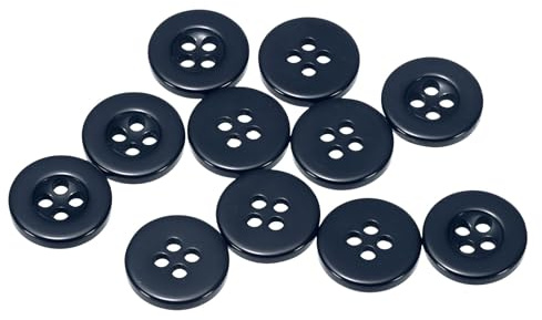 sourcing map 10pcs 20L Sewing Buttons 1/2(12.5mm) Resin Round Flat 4-Hole Craft Replacement Buttons for Coats Sewing Clothing and DIY, Navy Blue